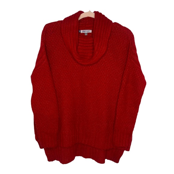 JENNIFER LOPEZ Red Oversized Cowl Neck Sweater XS - Picture 2 of 7